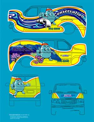 El Paso Water Van Sticker Layout